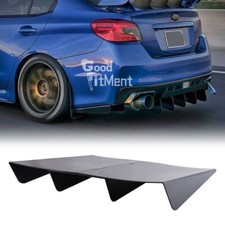 For Subaru Impreza WRX STI Black Rear Diffuser Bumper 4-Fins Spoiler Splitter