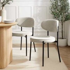 Dusk Mia Sand Matte Velvet & Black Set of 2 Dining Chairs RRP £159