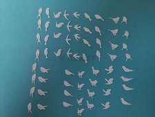Tiny assorted birds cardstock 64 die cuts set birthday vintage birdcage pets 