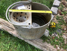 Vintage 14" Galvanised Metal Mop Bucket Rustic Garden Planter Vintage tiny leak
