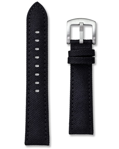 Black sailcloth watch strap - black,