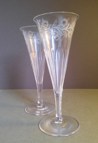 Antique glass flutes - 2, /