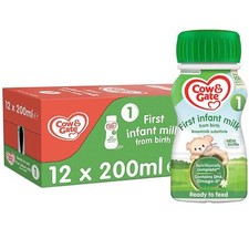 Cow & Gate First Infant Milk Stage1 Ready Made Baby Formula - Pack of 12 x 200ml