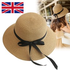 Floppy Foldable Ladies Women Straw Beach Sun Hat Summer Travel Wide Brim Cap~