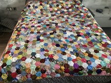 Handmade Patchwork Quilt Throw Cover 68 x 80 Inches Multi Coloured