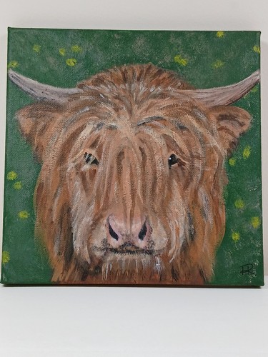 Highland cow acrylic painting - cow,