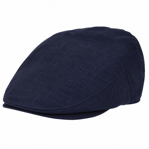 Kids linen flat cap - flat, navy