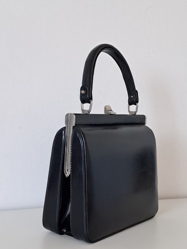 Vtg 1950s 1960s black - 1960s, leather