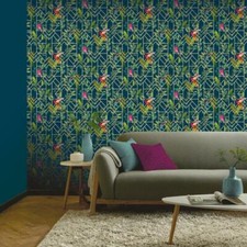 Navy Tropical Wallpaper
