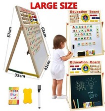 Kids 6 in 1 Easel Wooden Blackboard Whiteboard Children Chalk Drawing Board