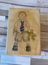 Paper Nation / Jolly Nation Rubber Stamp School Boy Wood Mount