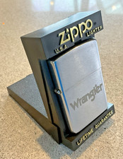 Genuine Preowned 1986 ZIPPO Lighter Official WRANGLER JEANS Logo 39 Years Old