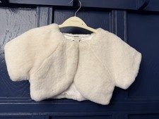 Monsoon Girls Ivory White Faux Fur Cape Bolero Shrug 5-6 Years