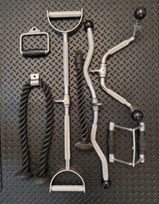 Multi gym cable attachments set - 7 piece attachment rope handle bar stirrup set