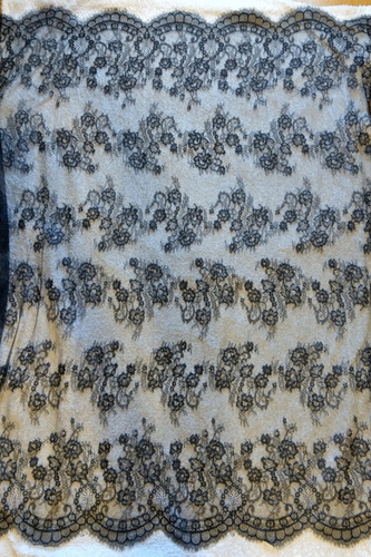 Black floral lace fabric - floral,