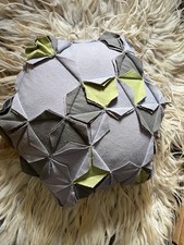 Huge Habitat Hexagonal Cushion +  Feather Inner Pad Modern Grey Lime Green 65cm 