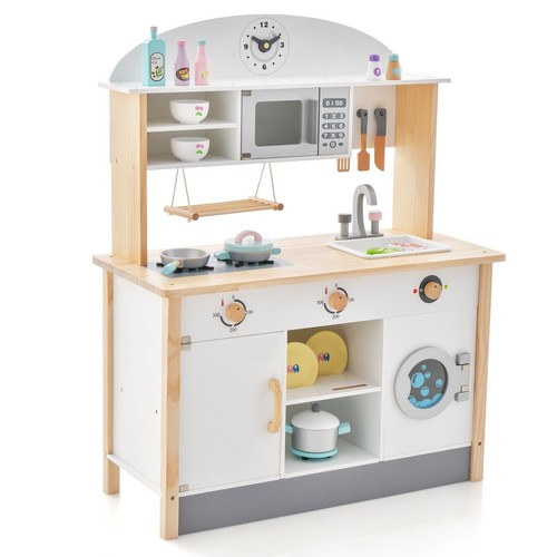 Wooden play kitchen - kitchen, kids