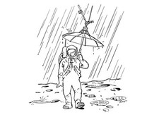 Apollo 11 Engineering Dept Art Print Moon Mission Landing Walking In Rain Comic