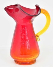 Vintage Amberina 5” Crackle glass creamer jug