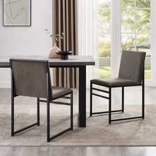 Dusk Rae Dark Taupe Velvet & Black Metal Set of 2 Dining Chairs RRP £199