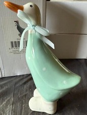 Teal polka dot duck figurine