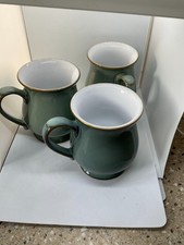 Denby Regency Green x 3 Craftsman Mugs Vintage Stoneware VGC