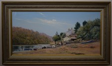 Malpas, Truro River. Original oil by listed artist Michael Barnfather, c 1975