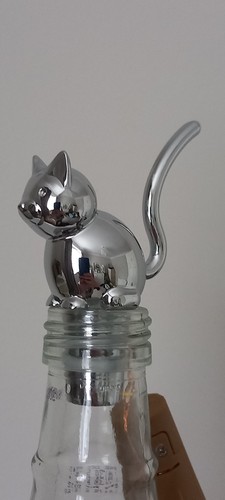 Silver cat bottle stopper - bottle,