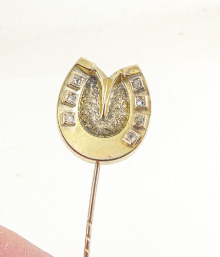 15ct gold diamond horse shoe - gold,
