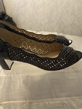 Lotus Peep Toe Shoes In Navy