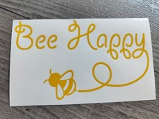 BEE HAPPY Bumblebee Home Vinyl Decal Sticker. Car, Bumper, Window Positivity