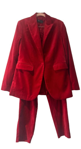 Scarlet red velvet blazer - m&s,