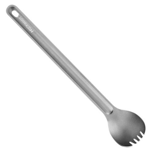 Titanium spork long handle - titanium,