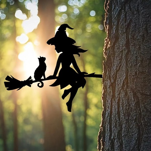 Witch cat garden decor - 1,