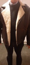 Mans Shearling Flying Jacket, Sheep Skin Lining ,Size L  In Dark Brown .