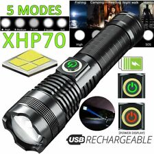 Telescopic Zoom High Powered Super Bright Flashlight LED Rechargeable Torch Lamp