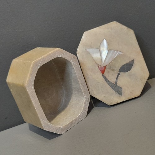 Vintage soapstone trinket box - soapstone,
