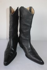 Russell & Bromley Women's Black Leather Western Cowboy Boots Mid Calf Size 40