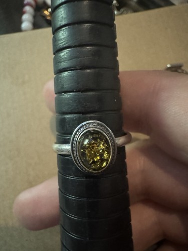 Sterling silver green amber - sterling,