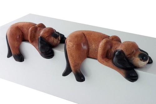 Wooden sleeping dog for - wooden, shelf