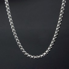 Men's Silver Stainless Steel Necklace Link Curb Box Chain Fashion Chunky Gift