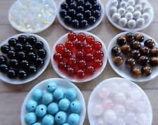 4pcs Round / Ball 6mm HALF DRILLED Natural/Synthetic Gemstone Beads - 1mm Hole