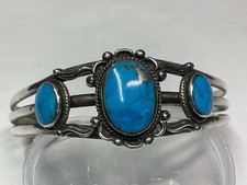 Jewellery Gorgeous Vintage 925 Silver & Turquoise Native American Cuff Bracelet