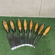 Vintage English registered firmer Chisels x8 different sizes, 