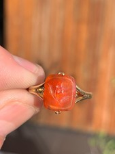 18ct gold carved agate seal intaglio ring Victorian 3.1 grams