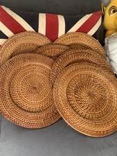 Rattan Wicker Plate Chargers Woven Plate Holder Tiki Boho Decor 13” Set of 6