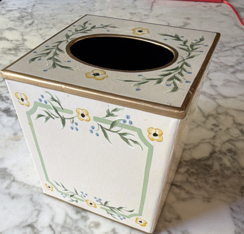 Hand painted floral wooden - hand,
