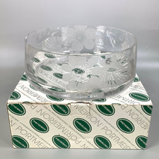 Portmeirion Glass Stella Large Bowl 26cm Engraved Floral Butterflies Salad Fruit