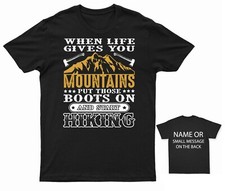 Hiking mountains and boots T-Shirt tee Hiking Hiker  Adventure Trail Trekking Ex