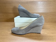 Designer LK Bennett Grey Suede Leather Wedge Bayleen Shoes UK8 EU41 RRP €210